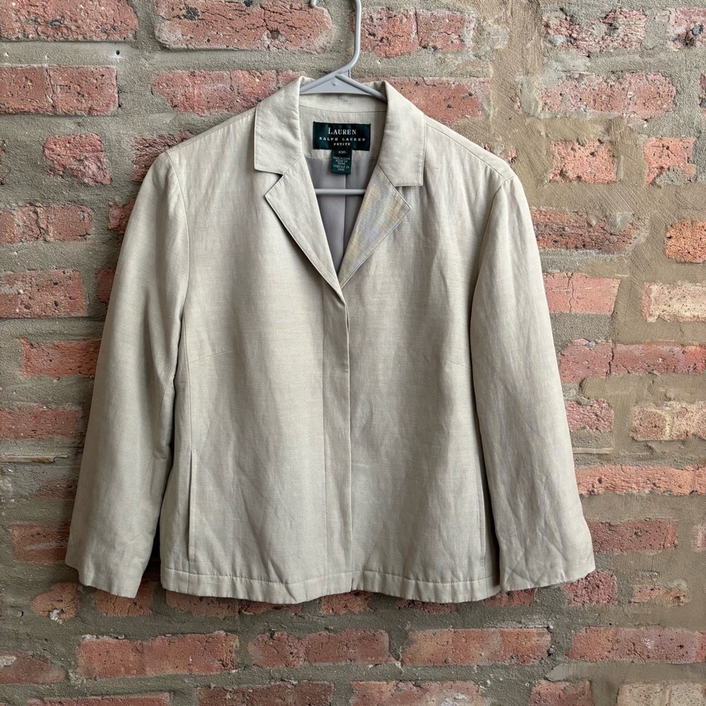 Lauren Ralph Lauren Silk & Linen Women's Beige Blazer Jacket